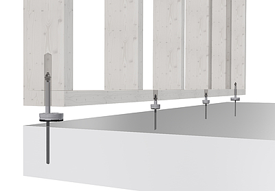 Klebsan dient der einfachen Verbindung von Holzriegelwänden auf Beton. © SIHGA GmbH